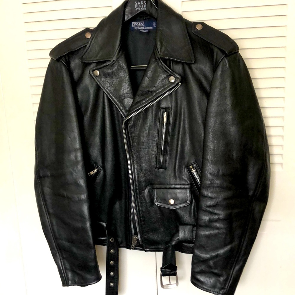 Polo by Ralph Lauren Black Leather Biker Jacket M